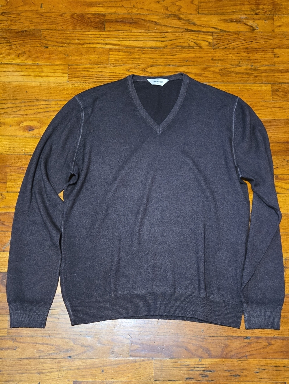Gran Sasso Men's 100% Virgin Wool V-Neck Sweater Brown IT 54|XL